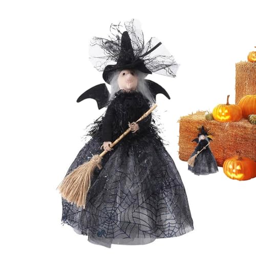 Sghtil Halloween-Hexenstatue,Halloween-Hexenfigur, Hexenpuppe Baumspitze, Gruselige Desktop-Halloween-Puppe, Ornament, Baumspitze, Puppe für Kinderzimmer von Sghtil