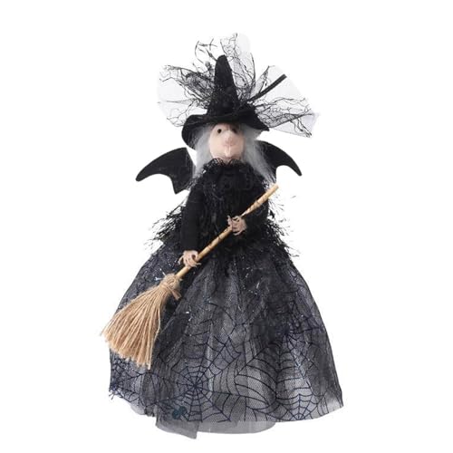 Sghtil Halloween-Hexenstatue,Halloween-Hexenfigur, Hexenpuppe Baumspitze, Gruselige Desktop-Halloween-Puppe, Ornament, Baumspitze, Puppe für Kinderzimmer von Sghtil