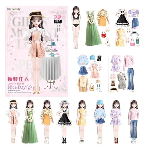 Sghtil Magnetische Anziehpuppe mit Outfits, Magnetspiel Anziehfiguren Mädchen, Tragbare Magnetische Prinzessinnen Dress Up Spielset für Mädchen, Magnetspiel Box Anziehpuppe für Kinder von Sghtil