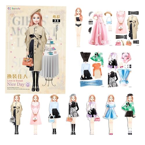 Sghtil Magnetische Anziehpuppe mit Outfits, Magnetspiel Anziehfiguren Mädchen, Tragbare Magnetische Prinzessinnen Dress Up Spielset für Mädchen, Magnetspiel Box Anziehpuppe für Kinder von Sghtil