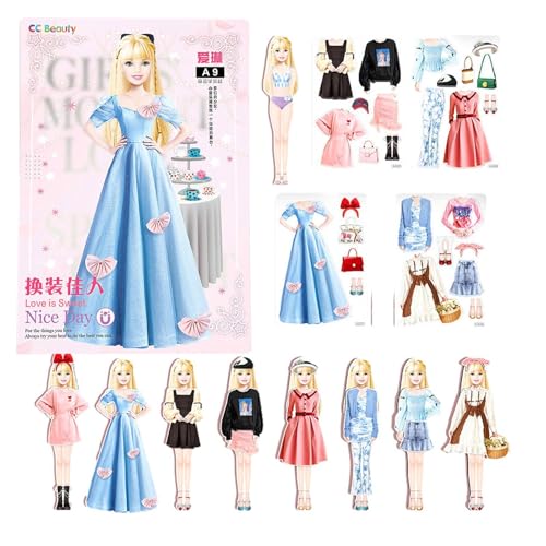 Sghtil Magnetische Anziehpuppe mit Outfits, Magnetspiel Anziehfiguren Mädchen, Tragbare Magnetische Prinzessinnen Dress Up Spielset für Mädchen, Magnetspiel Box Anziehpuppe für Kinder von Sghtil