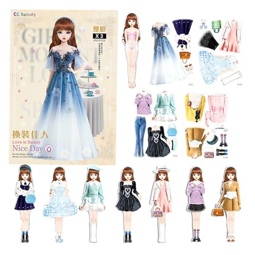 Sghtil Magnetische Anziehpuppe mit Outfits, Magnetspiel Anziehfiguren Mädchen, Tragbare Magnetische Prinzessinnen Dress Up Spielset für Mädchen, Magnetspiel Box Anziehpuppe für Kinder von Sghtil