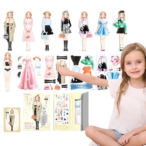 Sghtil Magnetisches Anziehset, magnetische Papierpuppen - Prinzessin Dress Up Magnetpuppenspiel | Papierpuppen-Rollenspielspielzeug für Kinder, Mädchen, Teenager, Kleinkinder, Reisen, Schule von Sghtil