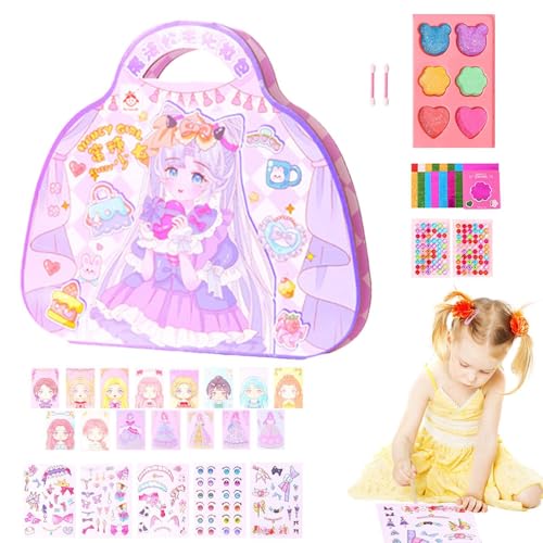 Sghtil Make-up-Spielzeug-Set, Spielzeug-Kosmetik-Set für Kinder,Mädchen-Cartoon-Play-Kosmetikset - Prinzessin-Make-up-Set mit Aufklebern, Anziehspiel-Set für Kindergarten, Kindergarten von Sghtil