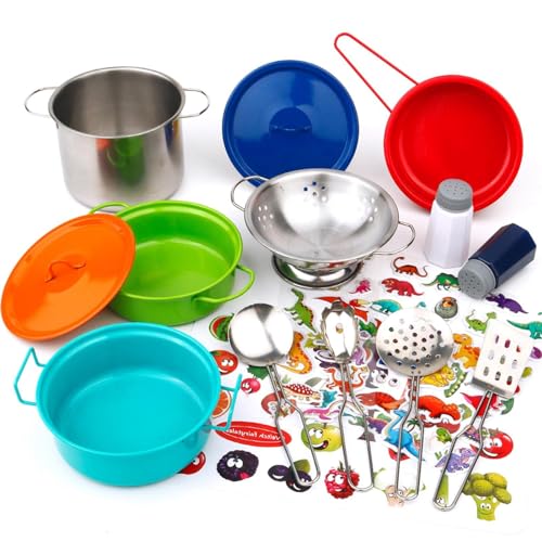 Sghtil Mini-Kochset für die Zubereitung echter Lebensmittel, Kinder-Backset,Baketivity-Kits für Kinder 17-teilig | Koch-Set und Baketivity-Kits, Spielküchenzubehör für drinnen und draußen von Sghtil