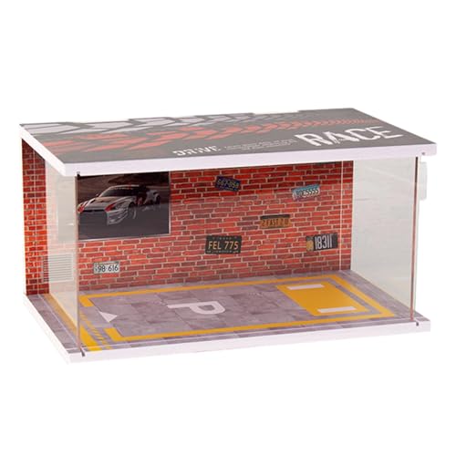 Sghtil Modellauto-Garage,Modell-Garage-Spielzeug | 1:32 Desktop-Ornament-Garagenmodell - Parkplatz-Szenenmodell mit LED-Licht, Parkhaus-Modellspielzeug für Kinder, Desktop-Ornamente von Sghtil