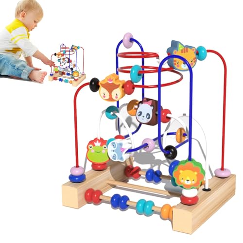 Sghtil Perlenlabyrinter, Perlenrollen Coaster Toy | Tierpädagogische Puzzle -Tracks,Tragbare Vorschulbildung Bildungsperlenspielzeug für Kinder Mädchen von Sghtil