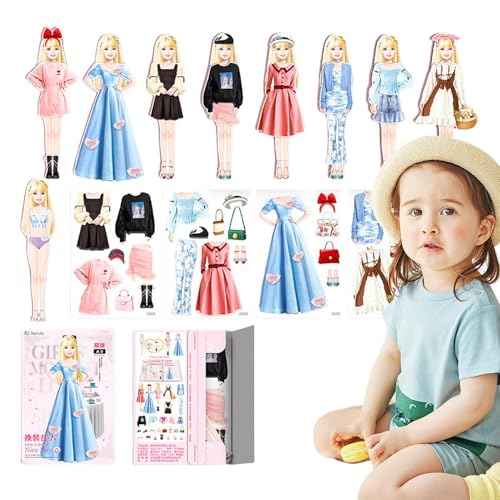 Sghtil Prinzessinnen-Anziehpuppen aus Papier, Papierpuppen für Mädchen - Prinzessin Dress Up Magnetpuppenspiel - Papierpuppen-Rollenspielspielzeug für Kinder, Mädchen, Teenager, Kleinkinder, Reisen, von Sghtil