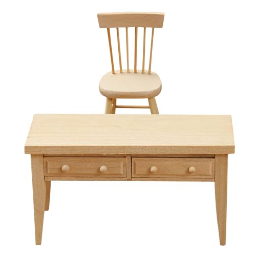 Sghtil Puppenhausmöbel - Set Tische und Stühle, in 1/12 für Minicase Rollenspielzeug für Kinder Feengärten Modellbau Architektonische Fotografie Props Sghtil Puppenhausmöbel - Set Tische und Stühle, in 1/12 für Minicase Rollenspielzeug für Kinder Feengärten Modellbau Architektonische Fotografie Props von Sghtil