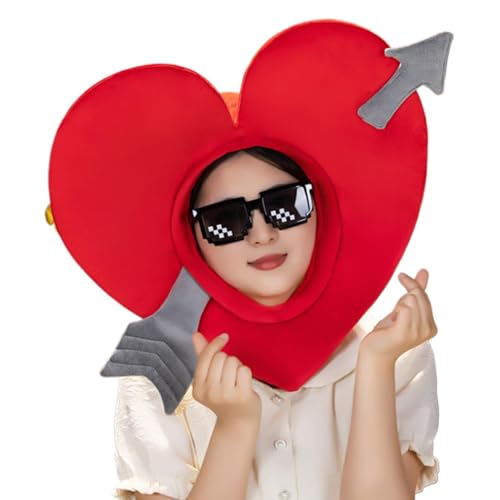 Sghtil Valentinstag herzförmiger Hut, Herzhut Erwachsener Cosplay | Liebe Cartoonhut für den Valentinstag - Neuheit Dress Up Cosplay Kostüm Performance Foto Requisiten Party Kopfbedeckung für Unisex von Sghtil