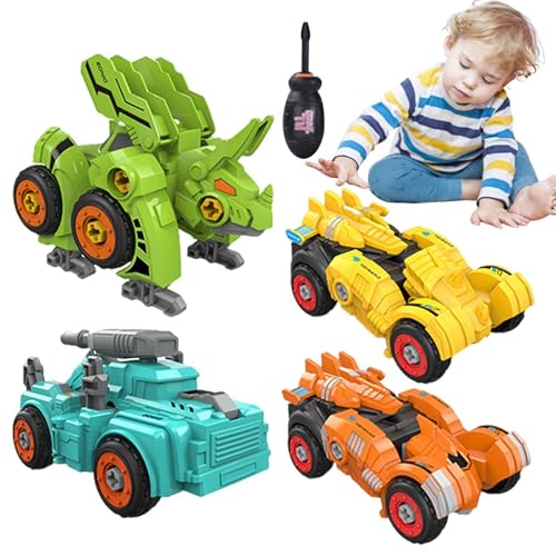 Sghtil Verwandelndes Dinosaurierspielzeug, Verwandelbarer Roboter-Rennwagen - 4X interaktives Autospielzeug für Kinder | Sichere und harmlose Lernauto-Spielzeug-Vorschulaktivitäten für den von Sghtil