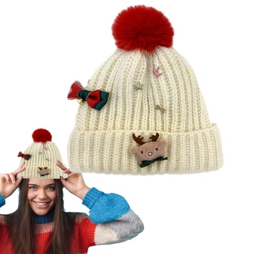 Sghtil Weihnachts-Wintermütze, Weihnachtsstrickmütze - Unisex gestrickte Urlaubsbeanie,Weihnachtsmannmütze, bedruckte Wollmütze, Winterstrickmütze für Kinder von Sghtil