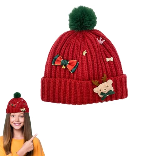 Sghtil Weihnachtsmützen für Erwachsene, Weihnachtsmütze,Unisex gestrickte Urlaubsbeanie - Weihnachtsmannmütze, bedruckte Wollmütze, Winterstrickmütze für Kinder von Sghtil