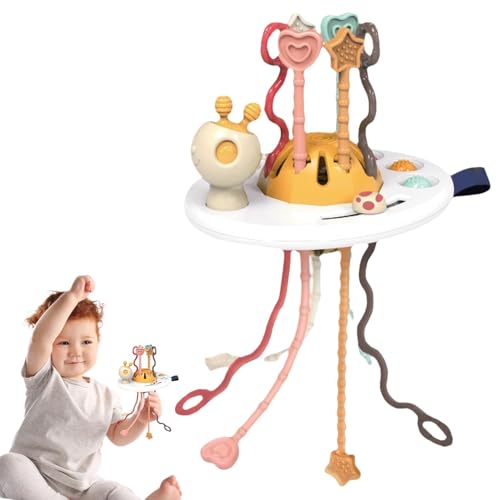 Sghtil Zahnen Zahnen Babyspielzeug, Reisen ziehen Stringspielzeug | Bunte sensorische Reisebestnen kaubar | Outdoor -Reisebidget, Baby -Wachstumsspiel für Mädchen von Sghtil