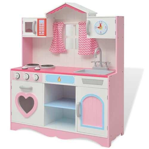 ShGaxin Spielzeugküche Holz 82×30×100 cm Rosa und Weiß, küche, Spielküche, Küche, Matschküche, Zubehör küche, Miniküche, Puppenküche von ShGaxin