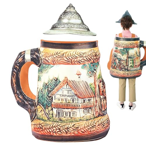 Shaersu Bierkrug Verkleidung, Damen Bierkrug Kostüm, Spaßiger Overall für Oktoberfest Erwachsene Kinder Mädchen Cosplay Partys Shaersu Bierkrug Verkleidung, Damen Bierkrug Kostüm, Spaßiger Overall für Oktoberfest Erwachsene Kinder Mädchen Cosplay Partys von Shaersu