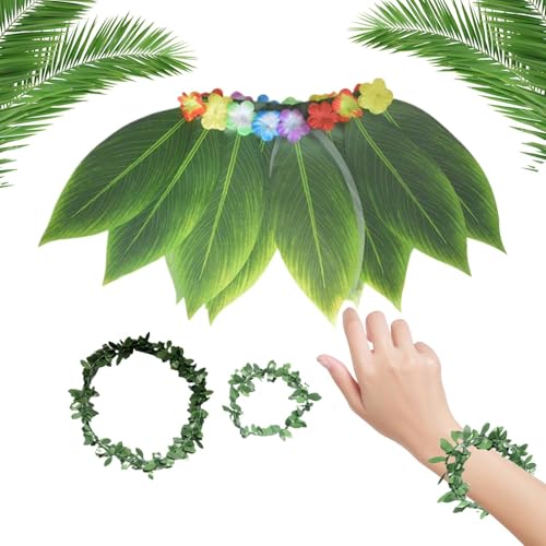 Shaersu Hawaii Kostüm,Hawaii-Outfit | Tropische Accessoires Armband und Haarband mit Blattdesign für verschiedene Anlässe wie Urlaub, Foto-, Abschlussfeiern, Sommerfeste und Shaersu Hawaii Kostüm,Hawaii-Outfit | Tropische Accessoires Armband und Haarband mit Blattdesign für verschiedene Anlässe wie Urlaub, Foto-, Abschlussfeiern, Sommerfeste und von Shaersu