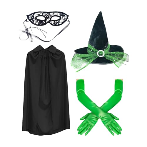 Shaersu Hexenkostüm-Set, Hexenhut, grüne Handschuhe für Urlaub, Cosplay, Event, Erwachsene, Verkleiden mit Horror-Augenmaske für Ehefrau, Schwestern, Freundin, Mutter, Freunde, Familie Shaersu Hexenkostüm-Set, Hexenhut, grüne Handschuhe für Urlaub, Cosplay, Event, Erwachsene, Verkleiden mit Horror-Augenmaske für Ehefrau, Schwestern, Freundin, Mutter, Freunde, Familie von Shaersu