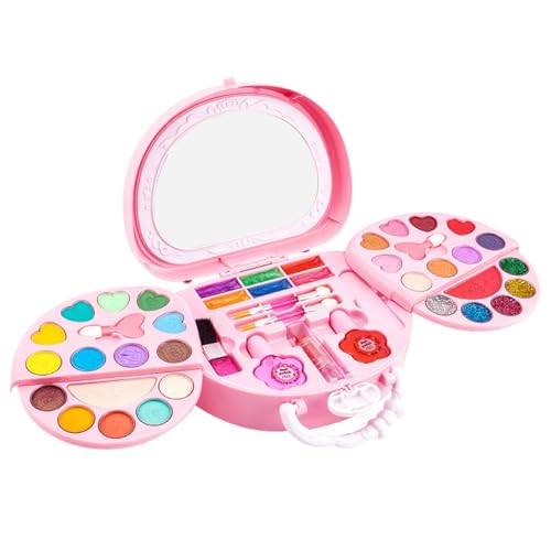 Shaersu Make-up-Sets für Mädchen, Kinder-Make-up-Box-Set,Make-up-Sets, waschbare Mädchen-Kosmetiksets | Pretend Makeup Toys Rosa, sicheres tragbares Schönheitsset für Kinder von Shaersu