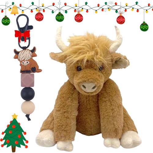 Shafaja Outfany Highland Cow Plush Toy, Sherum Highland Cow Plush Toy, Theorbi Highland Cow Plush Toy, Highland Cow Doll (Braun) von Shafaja