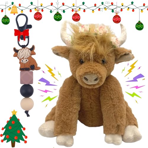 Theorbi Highland Cow, Theorbi Highland Cow Plush Toy, Highland Cow Stuffed Animal, Friendly Scottish Highland Cow Soft Plush Toy (Brown) von Shafaja