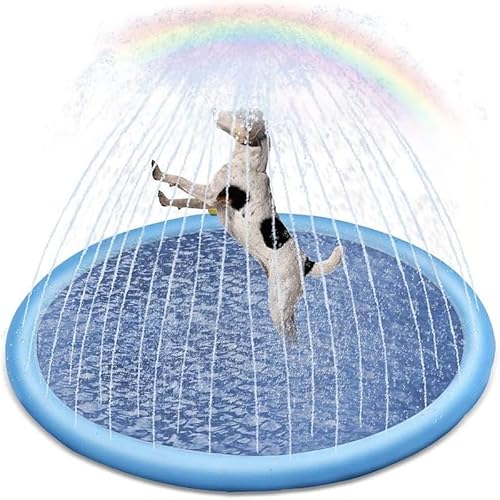 Hundesprinkler-Pad, Sprinkler for Hunde und Kinder, Kleinkind-Spritzpad, Wassersprühmatte, Haustier-Wassersprinkler, rutschfest, aufblasbarer Hundeduschpool ( Size : 200CM ) von Shamdrea