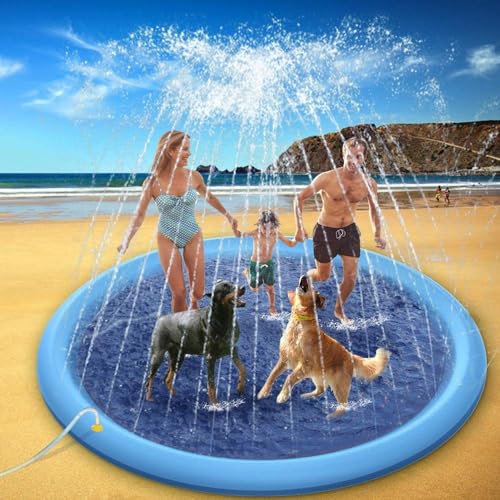 Shamdrea Kleinkind-Spritzschutz, Hundesprinkler-Pad, Sprinkler for Hunde und Kinder, Wassersprühmatte, bissfest, langlebig, aufblasbares Kinder-Garten-Spritzschutz (Size : 100 cm) von Shamdrea