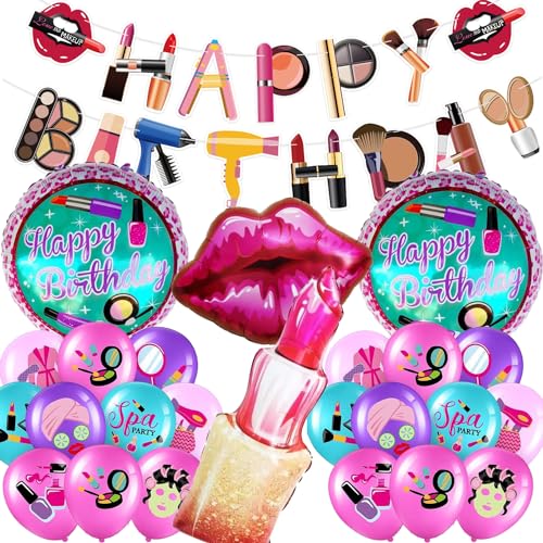 24Stk Lady Geburtstag Deko, Lippenstift, Sexy Mundballon,Damen Mode Set Mädchen Geburtstagsdeko,Cosmetic Spa Motto Geburtstagsfeier von Shamoparty