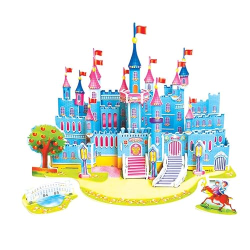 Shamoparty 3D Puzzle Schloss Kinder Und Erwachsene,Prinzessin Festung, schöne Spielzeuge geeignet für Mädchen Prinzessinnenschloss Blau Spielzeug Baubares Schloss aus Karton von Shamoparty