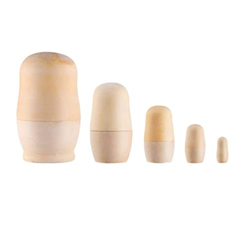 Russische Matroschka-Puppen,5 PCS Russische Holzpuppen Unbemalte Russische Puppen Matroschka-Puppen Handgefertigt in Russland Matroschka Rohling Holz Babushka Puppe von ZYZYZK