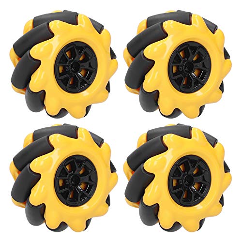 60mm Mecanum Wheel, Omnidirektionaler Smart Robot Autoteile Zubehör DIY Spielzeugkomponente für Allradantrieb Smart Car, Smart Robot Car Chassis DIY(60mm -4 STÜCKE Gelb + Schwarz) von Shanrya