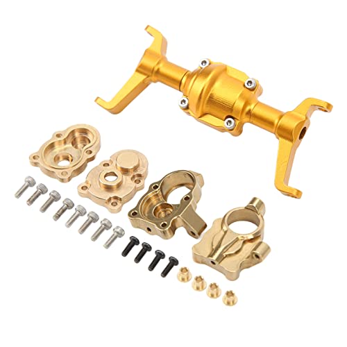 Hochpräzises RC-Car-Metall-Vorderachsgehäuse-Lenkgetriebe-Set, CNC-Prozess, Professionelles Frisches Aussehen für 1/24 RC-Car (Gold) von Shanrya