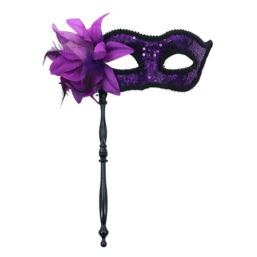 Maskerade Maske mit Stab, Frauen Venezianische Spitzenmaske Karneval Maske Karneval Maskerade Augenmaske für Frauen Mädchen Kostüm Party Masken Verkleidung von Shaohan