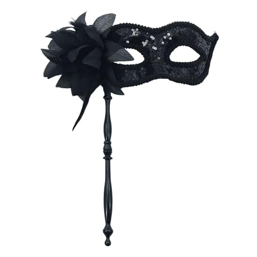 Maskerade Maske mit Stab, Frauen Venezianische Spitzenmaske Karneval Maske Karneval Maskerade Augenmaske für Frauen Mädchen Kostüm Party Masken Verkleidung von Shaohan