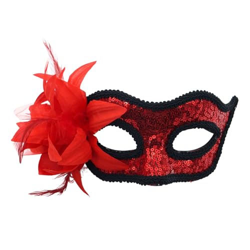 Shaohan Dame Maskerade Maske mit Feder wunderschön Gesichtsmasken Vintage Spitzenmaske niedlich Halbgesichts Augenbinde Opernmaske Venezianische Augenmaske für Halloween, Karneval, Themenpartys von Shaohan