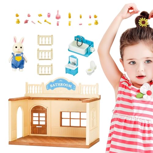 Puppenhaus-Bausätze zum Bauen,Puppenhaus-Bausatz aus Holz | Fine Motor Toys Tiny House Spielset | Lernspielzeug aus Holz für Kleinkinder mit Möbeln, Bausatz zum Rollenspiel, Vorschul-Lernspielzeug von Shapen