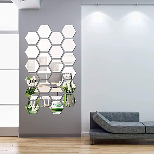 Abnehmbare Acrylspiegel Einstellung Wandaufkleber Aufkleber für Wohnzimmer Schlafzimmer Dekor (Sechseck, 24 Stück) von Shappy