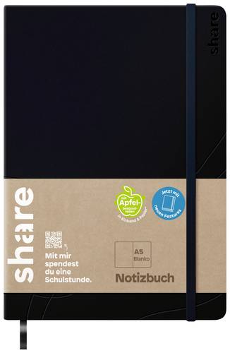 Share 4-0014001 Notizbuch blanko Schwarz Anzahl der Blätter: 192 DIN A5 von Share