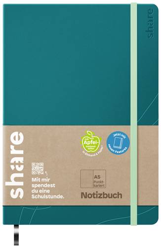 Share 4-0014059 Notizbuch kariert Petrol Anzahl der Blätter: 192 DIN A5 von Share