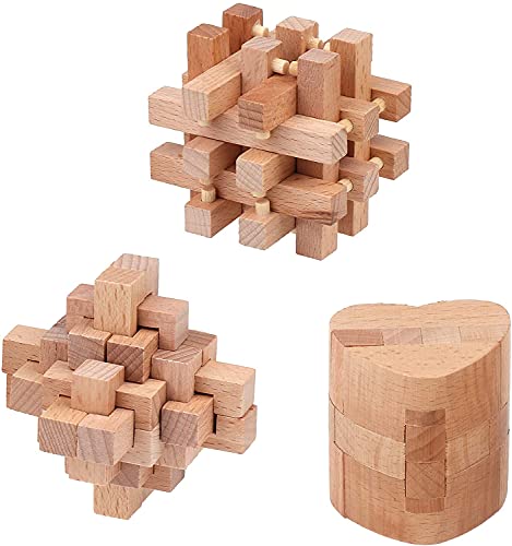 Hölzerne Rätsel Puzzle für Erwachsene & Kinder - 3D Puzzle Denkspiele, IQ, Gehirn und Logik Test - Schwere Holz Lernspielzeuge, von Sharp Brain Zone von Sharp Brain Zone