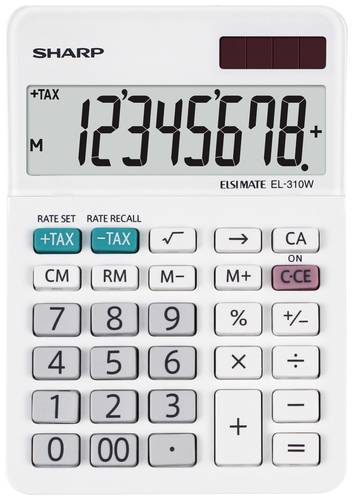 Sharp EL-310W Taschenrechner Weiß Display (Stellen): 8 batteriebetrieben, solarbetrieben von Sharp