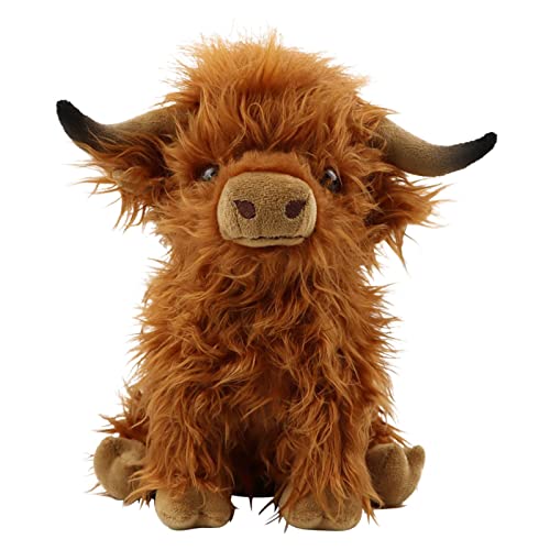 Sharplace Hochlandkuh 25 cm, Soft Toy Animals Hochlandrind realistisches Kuscheltier Kuh Toy Highland Cow Plüschtier Stofftier Plüsch Spielzeug für Kinder Party Geburtstag Weihnachten Geschenke, Braun von Sharplace