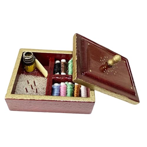 Sharplace 1/12 Dollhouse Sewing Tool Kit Puppenzubehör Dekoration Lebensszene Simulation Accessoires Spielzeug für Haushaltshäuser Ornamente, Rot von Sharplace