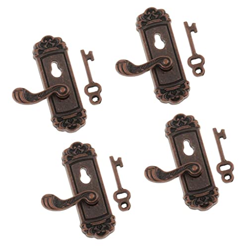 1/12 Puppenhaus Vintage Hardware, Rechte Türknöpfe Set für Puppenhaus Front Eingang Dekoration DIY Zubehör von Sharplace