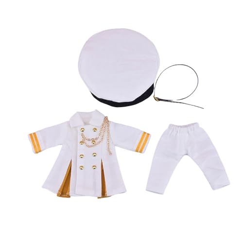 Sharplace 1/12 Puppenkleidung und Accessoires, Puppenuniform-Mantel-Set, Kinderspielzeug, Cosplay, stilvolles Miniatur-Puppenzubehör für Ob11-Puppen, Weiß von Sharplace