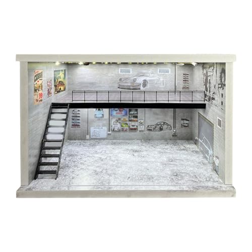 Sharplace 1/64 1/36 1/32 Garage Vitrine Hintergrund Acryl Parkplatz Modell Display Diorama, A von Sharplace