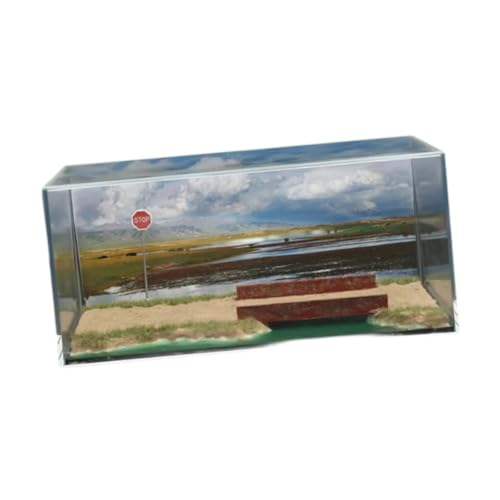 Sharplace 1/64 Modellauto-Szene, Diorama, Acryl-Vitrine, DIY-Modell, Handwerk, Feuchtgebietspark, Landschaft, Flussufer-Szene für Fahrzeug-Szene, Spielzeug von Sharplace