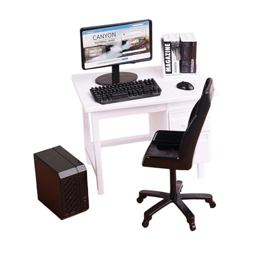 Sharplace 1:12 Computer-Schreibtischstuhl-Set mit, Modellszenen-Sammlungen, Bastel-Miniaturmöbel für Miniaturszenen-Zubehör, Weiß Sharplace 1:12 Computer-Schreibtischstuhl-Set mit, Modellszenen-Sammlungen, Bastel-Miniaturmöbel für Miniaturszenen-Zubehör, Weiß von Sharplace