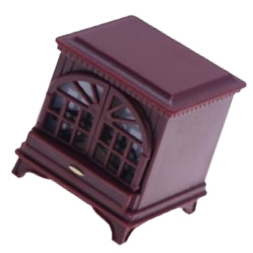 Sharplace 1:12 Puppenhaus Kamin Mini Kamin mit LED Foto Requisiten Leuchtendes Kaminmodell für Diorama Puppenhaus Zubehör Dekor, Rotbraun von Sharplace