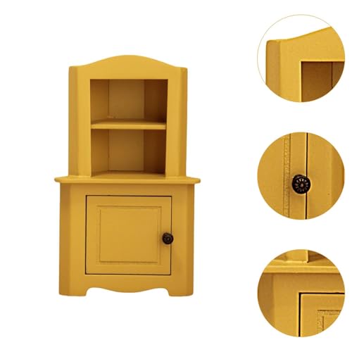 Sharplace 1:12 Skala Holzspeicherschrank Mini -Buchregalmodell Realistische Puppenzubehör Dekoration für Mikrolandschaftseinrichtungen, Gelb von Sharplace